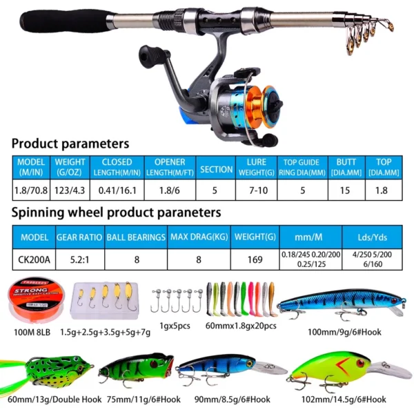f0d6f32168e3a12f944f410b7991e425.webp PROBEROS Telescopic Fishing Rod Reel Set