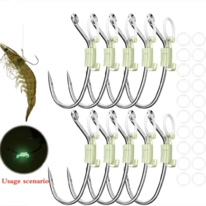 10pcs Luminous Shrimp Bait Hooks
